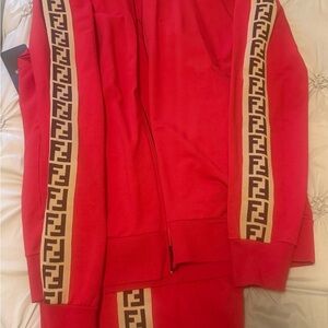 Fendi Red Jacket with Logo Detail